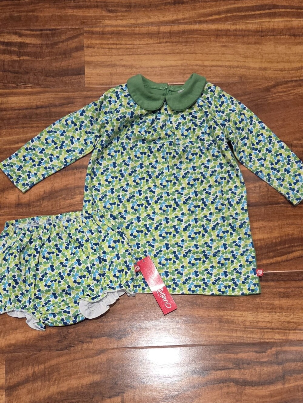 Zutano EUC/NWT 24 Months Green/Turquoise Shamrock Dress and Bloomers